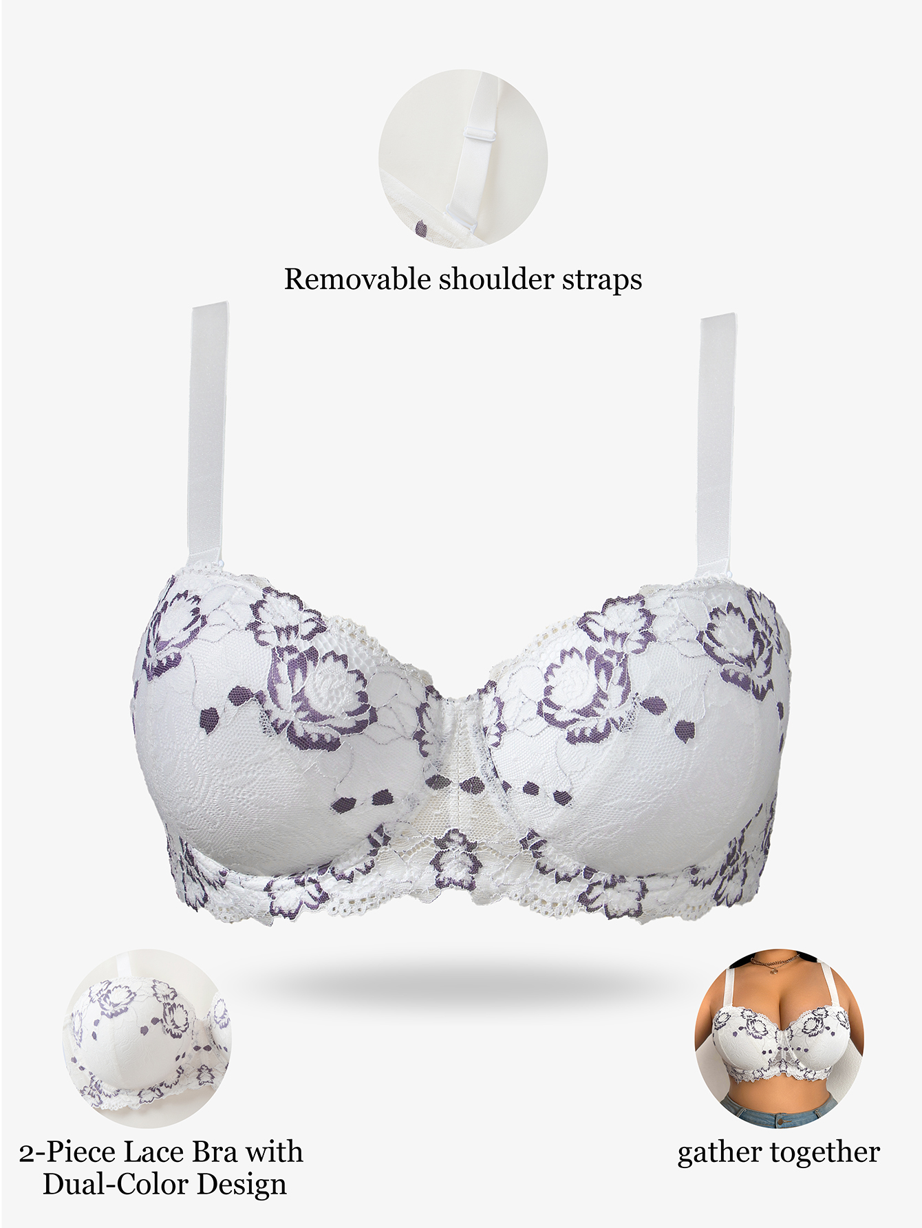 Plus Size Lace & Embroidery Wo - đánh giá và giá Minimizer Bra Women
