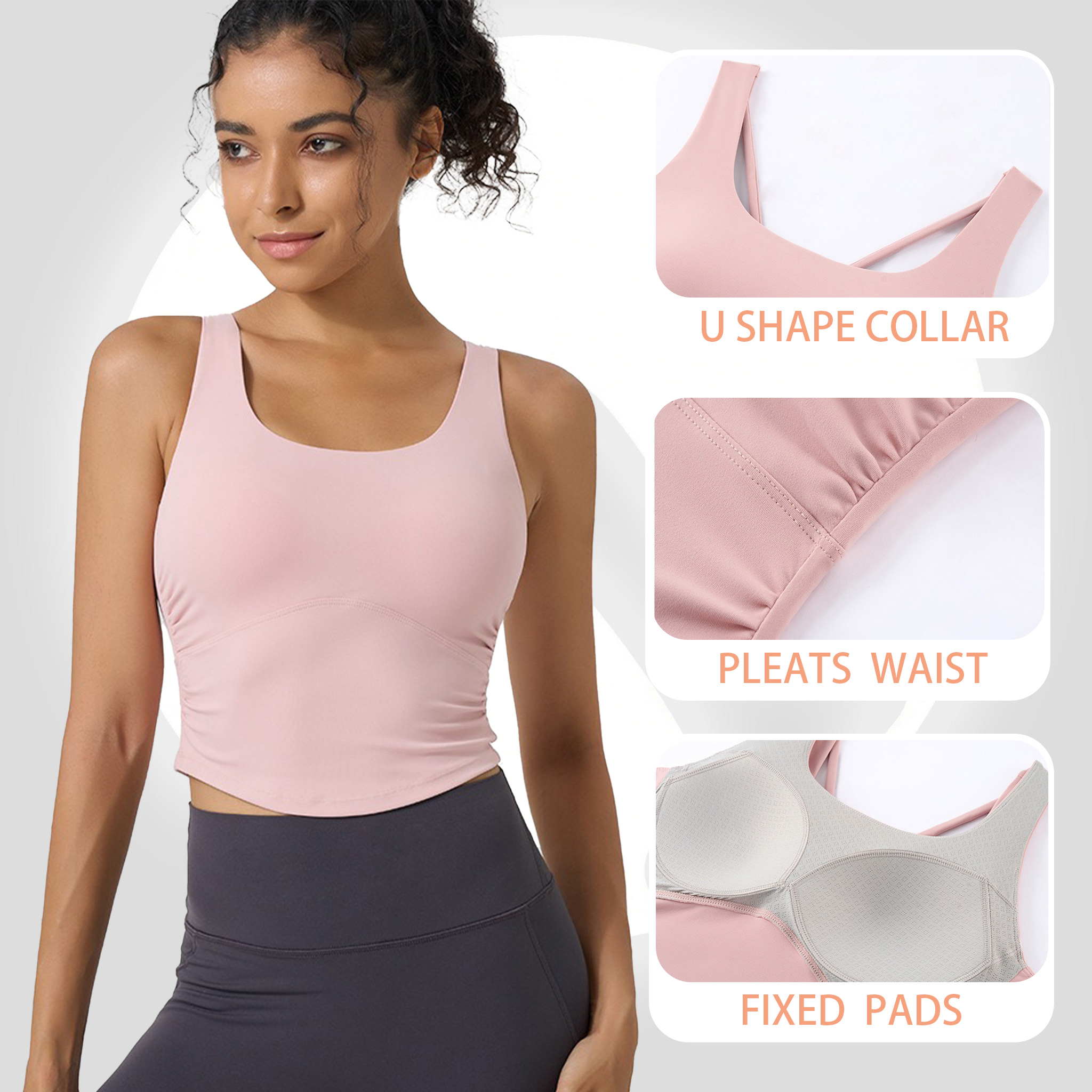 Women's Fixed Cup Yoga Sports  - đánh giá và giá Sports Bra Racerback
