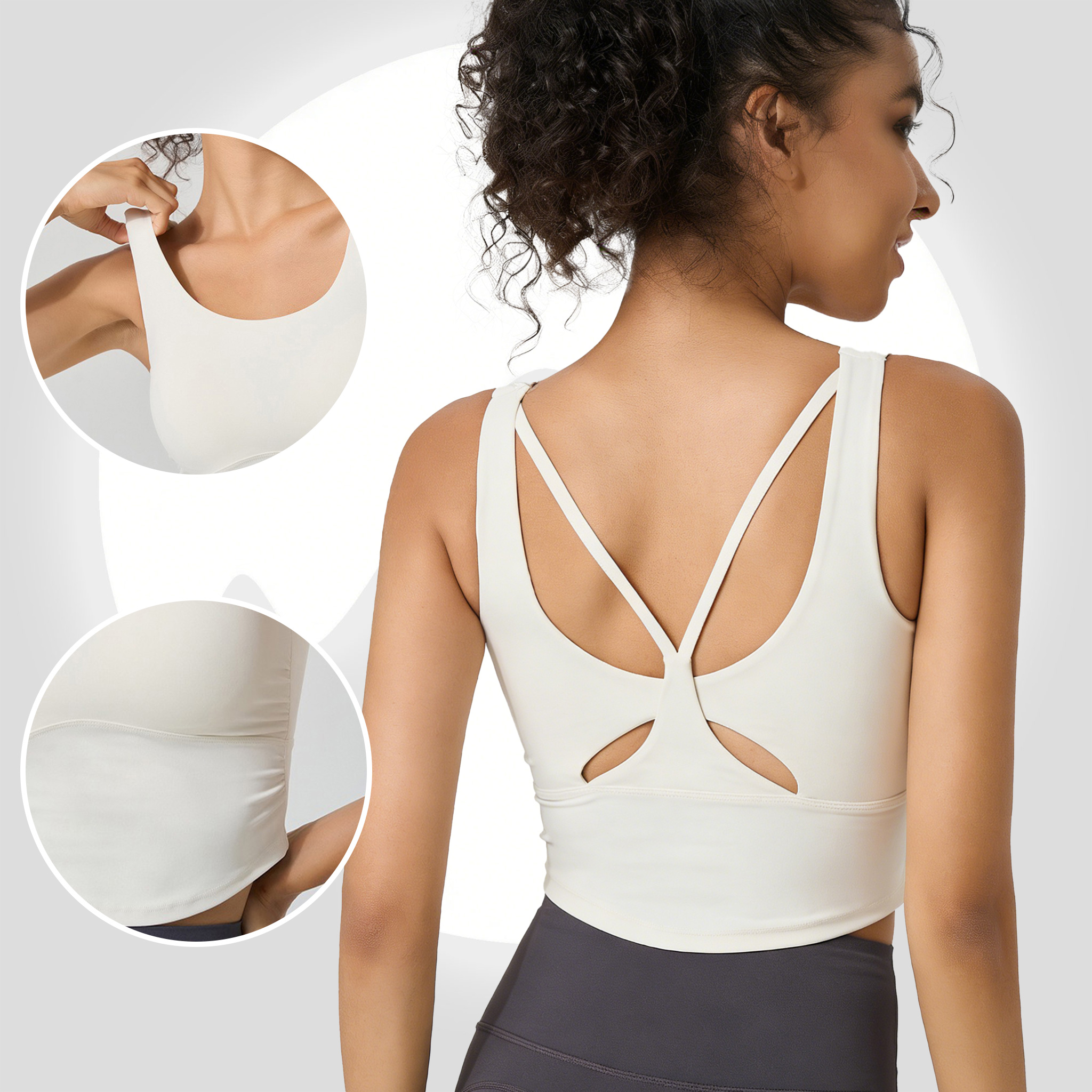 Women's Fixed Cup Yoga Sports  - đánh giá và giá Sports Bra Racerback