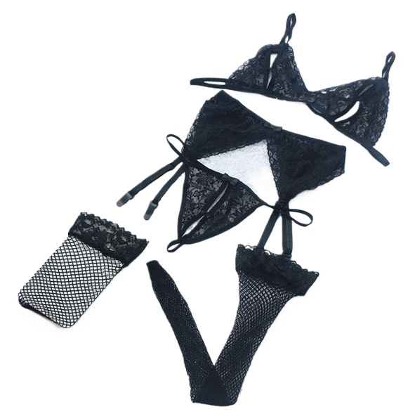 Lace Women Lingerie Set 4 Pcs  - đánh giá và giá Sheer Bra Lace