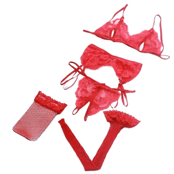 Lace Women Lingerie Set 4 Pcs  - đánh giá và giá Sheer Bra Lace